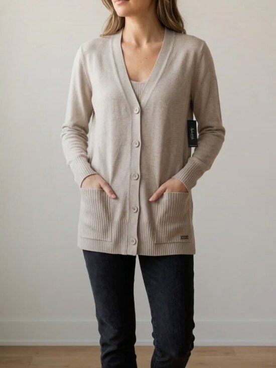 Splendid Sweaters - Splendid Size S Light Beige V-Neck Button Cardigan Sweater